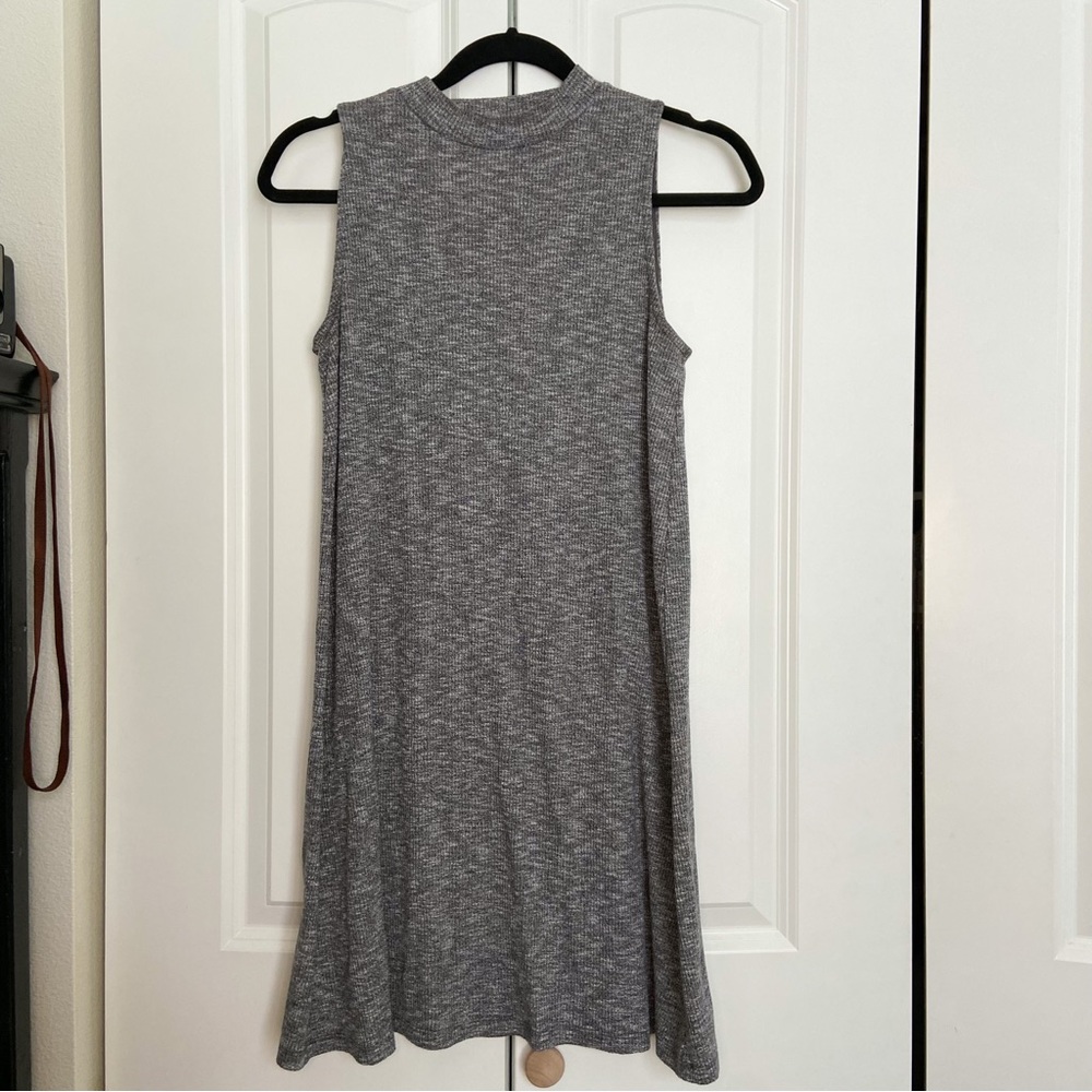 MADEWELL HIGH NECK HEATHER GRAY SHIFT DRESS